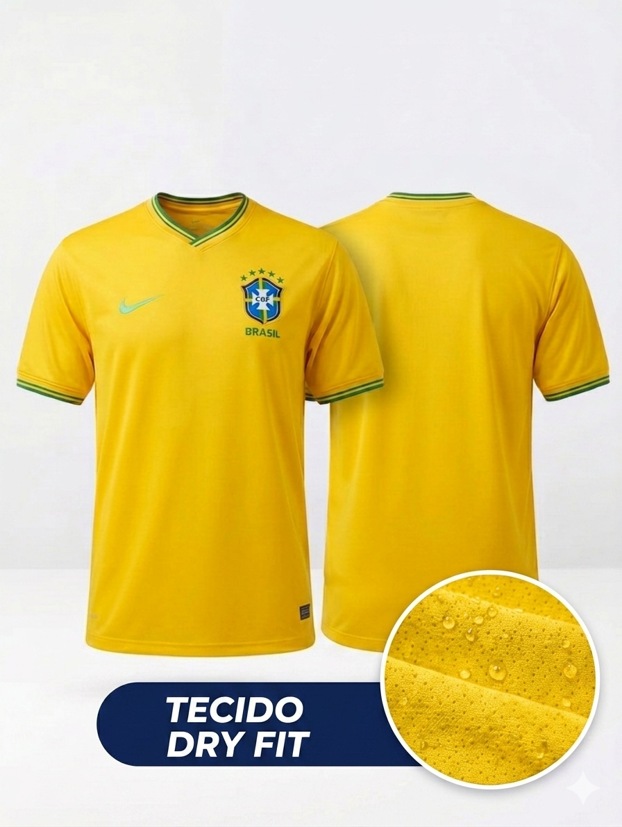 Camisa Amarela Dry Fit Gola V